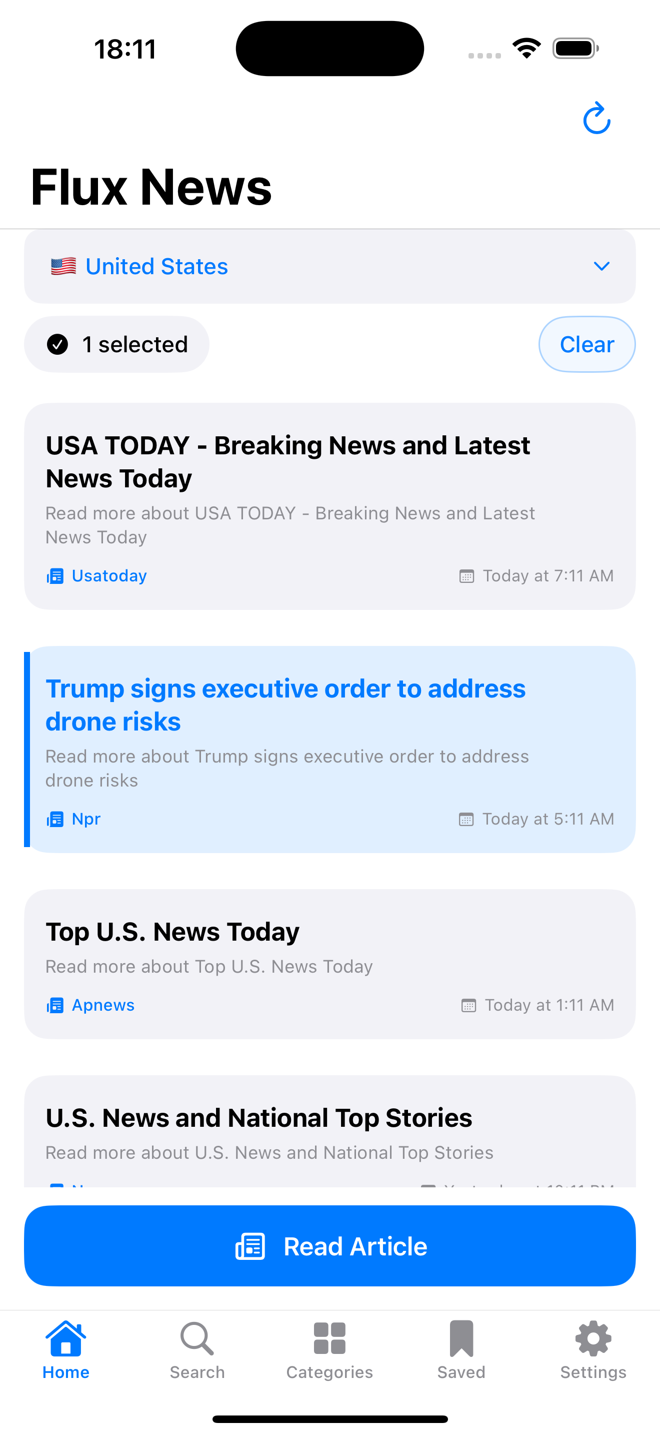 Flux News Mobile Interface